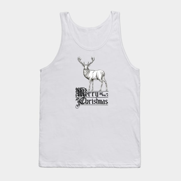 Merry Christmas with Deer Vintage Look Tank Top by Biophilia